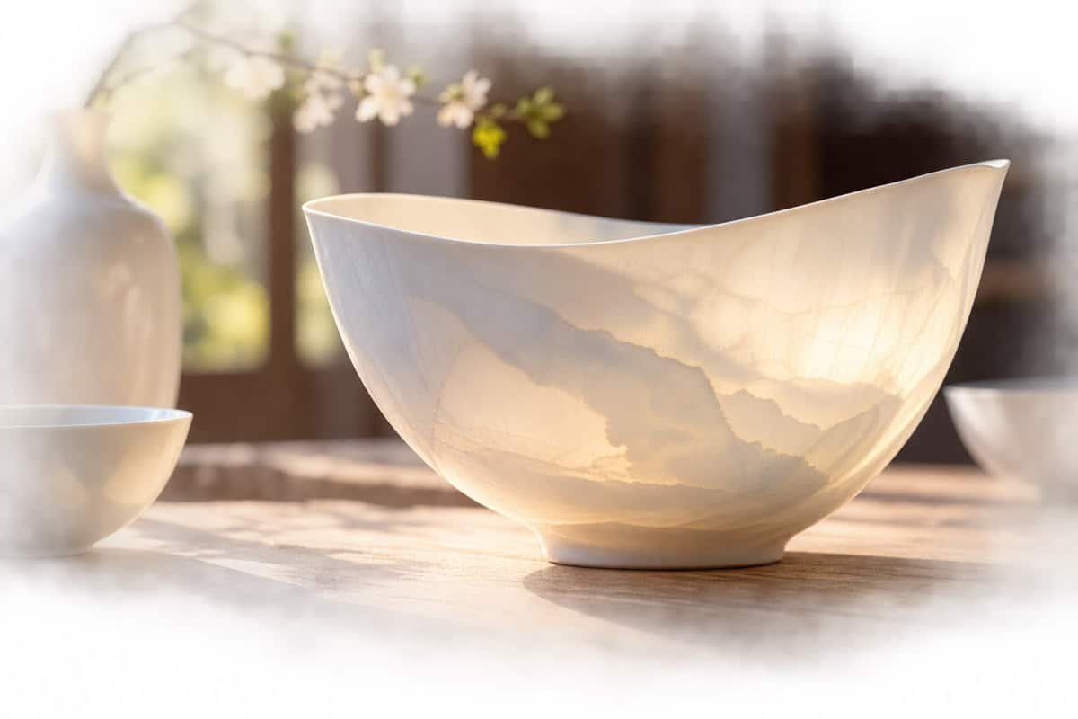 Porcelaine translucide à la lumière douce